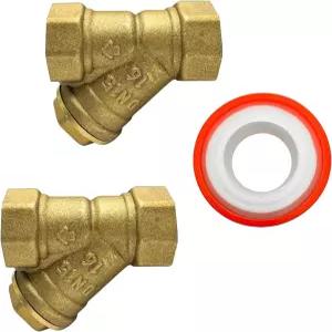 ZLYY 2Pcs 황동 1/2인치 암나사 100 메쉬 Y자형 스트레이너 필터 밸브 커넥터 800 WOG(테플론 테이프 포함)
