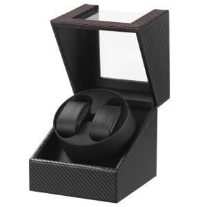 LINGFANSTORE 조용한 일본 모터가 있는 자동 베개 전원, AC 배터리 및 또는 시계 어댑터 와인더, 유연한 가죽 외부 부드럽고 프리미엄 시계용