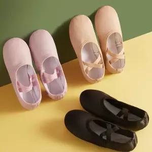 성인 가죽 발레슈즈 부드러운 무용 연습 신발 화발레리나 플랫 어린이 댄스 연습용 무대연출 천슈즈 토슈즈