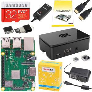 CANAKIT 라즈베리 파이 3 B+ (B 블랙 프리미엄 스타터 GB PLUS) 에디션, EVO+ 키트 케이스) (32