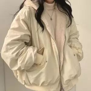 은창)엘레강스 양면 인사이드 융털 자켓 점퍼 겨울데일리 루즈핏 여성 외투 아우터 봄 가을 니트 의류 가디