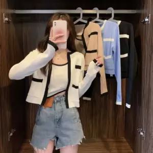 소프트 데일리 배색 나시 가디건 세트 JSC-0058니트 여성코디 추천 캐시미어 카디건