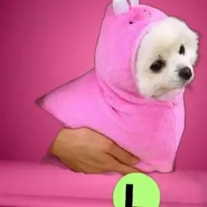 핑크 담요 래빗 캐릭터 패리스독 가운 L-XL 웜