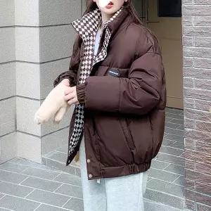 체크 패딩 자켓 점퍼 경량 바람막이양면 여성투웨이 오버핏 공용 오버 겨울아우터 의류