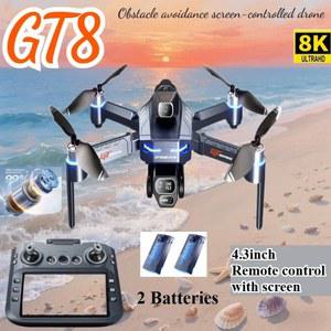 드론 4K HD GT8 카메라 장애물 FOLDABLE RC DRONE QUADCOPTER 브러시리스 사진 항공 회피 RTF 스크린이