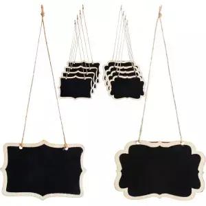 10개의 칠판 디캔터 태그 나무 미니 결혼식 파티 와인 병 테이블 번호 식물을 위한 매달린 끈이 있는 양면