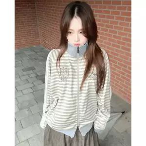 [백화점상품] 트래블 스트라이프 저지 트랙 자켓 그레이