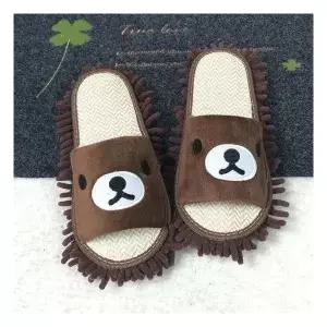 SELLERHUBSHOP 편리한 이 극세사 곰돌이 청소슬리퍼 걸래 걸레 신발