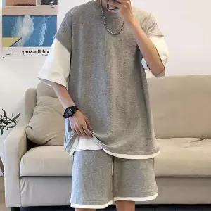 여름 5부 레이어드st 오버핏 반팔 반바지 코디