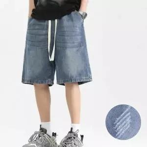 남성 여성 버뮤다 워싱 데님 스크래치 밴딩 나팔 팬츠