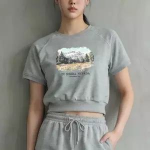 [폴앤폴]네바다 나그랑 크롭 반팔 맨투맨 5컬러
