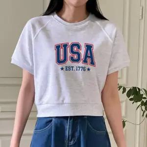 [폴앤폴]USA 1776 나그랑 크롭 반팔 맨투맨 5컬러