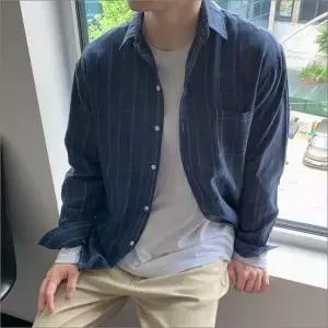남성 체크 셔츠 긴팔 캐주얼 남방 데일리 와이셔츠 오버핏 댄디룩