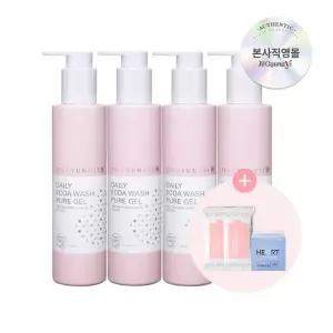 [질경이] 여성청결제 데일리 에코아워시 퓨어젤 200ml 4개+페미닌 티슈 x2개+팬티라이너(20개입)