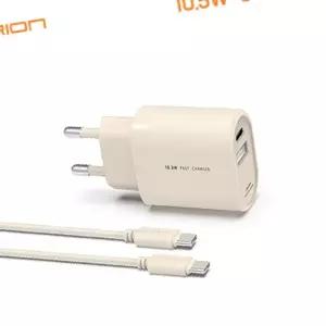 드리온 10.5W 가성비 충전기 C포트+USB 2구 CtoC 케이블
