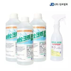 진로발효 바이오크린콜 뿌리는 살균소독제 소독수 1L x 3개+공병 450ml 분무기 알콜 75% 발효 주정 에탄올