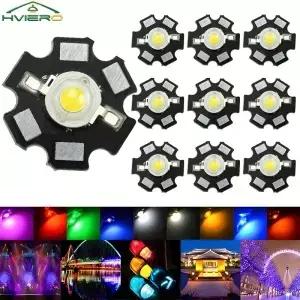 10X 고전력 칩 1W 3W 흰색 빨간색 파란색 녹색 빛 구슬 이미 터 LED 전구 다이오드 램프 20mm 스타 PCB