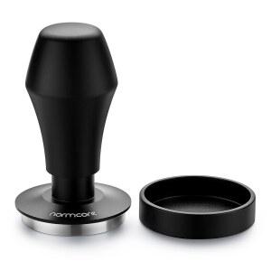 Normcore V4 커피 변조기 53.3mm - 스프링 장착 바리스타 에스프레소 변조기(15파운드/25파운드/30파운드 교체 포함) 양극 산화 처리된 알루미늄 손잡이 및 스탠드 플랫 베이스, 블랙