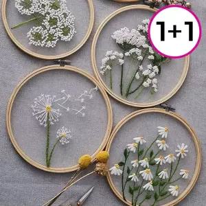 프랑스자수 세트 꽃 도안 십자수 취미 집콕 태교 초보자 기초 DIY 수틀 1+1