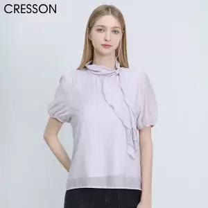 [크레송(CRESSON)] 로맨틱 무드 리본 타이 반팔 블라우스 (택가격: 218000원)
