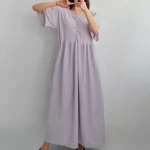 [옷자락]여자 셔링 빅사이즈 엠보 반팔 여름임부복 롱원피스