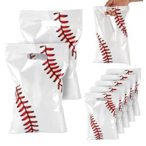 PEUTIER 50pcs 야구 파티 선물 가방, 구디 스포츠 테마 파티, 생일 선물용 실용적인 가방 포장 캔디 스낵 보관함 (흰색, 빨간색)