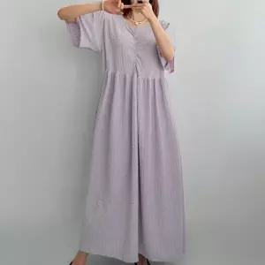 [옷자락]여자 셔링 빅사이즈 엠보 반팔 여름임부복 롱원피스