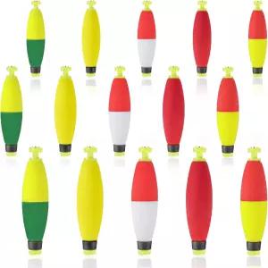 소울첸 15pcs 낚시 밥버스 다양한 무게의 폼 벌크 슬립 밥버 스냅 타원형 볼 코크 산티 크래피 블루길