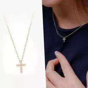 얇은 14k 금 목걸이 미니골드 14k 십자가 목걸이 데일리 심플