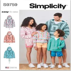 심플리티 SS9759A 쉽게 꿰매는 청소년 및 후드티 재봉 패턴 패킷 코드 S9759 사이즈 XS - XL