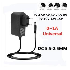 AC 110-240V DC 3V 4.5V 5V 6V 7.5V 8V 9V 10V 12V 15V 1A LED 조명 스트립 용 범용 전원 어댑터 공급 충전