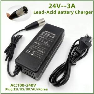 납산 배터리 3핀 XLR 커넥터용 휠체어용 24V 3A 납산 배터리 충전기