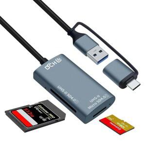 DCHAV UHS-II USB C TO SD 듀얼 리더기 폰 안드로이드 OTG 어댑터 A PC SDHC 커넥터 컨버터 메모리 3.0 호환 노트북 맥과 컴퓨터 MICROSD 카드 SDXC 마이크로 카메라 4.0 TF