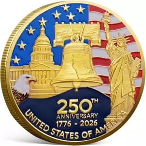 미국 250주년 기념 주화 1776-2026 250 애국 챌린지 리버티 벨과 아메리칸 이글이 포함된 양면 수집용 토큰