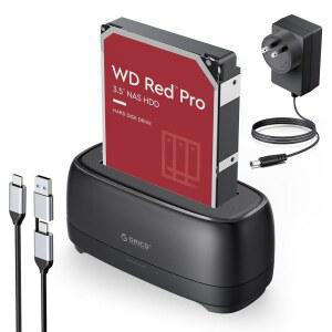USB C 2.5 u201D / 3.5 SSD HDD SATA II III 외장 하드 드라이브 도킹 스테이션 22TB 2 in-1 타입 to A 케이블 (DD18C3)