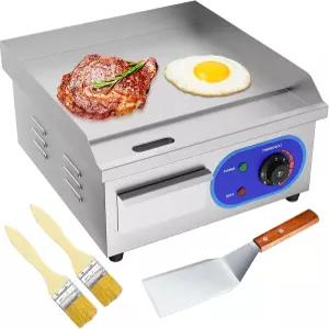 둘롱 전기 플랫 탑 그릴 1500W 주방 바비큐용 온도 조절 기능이 있는 14인치 스테인리스 스틸 상업용
