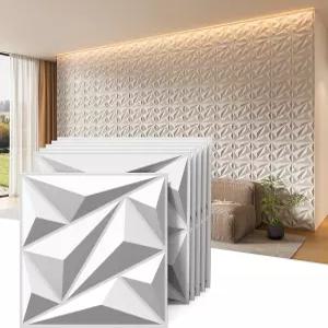 인모자타 3D 벽 패널 33팩 12 x 12인치 장식 PVC 액센트 내부 다이아몬드 텍스처 TV 게임 거실 침실 배경