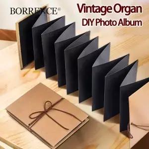 6 시트 접이식 DIY 사진 앨범 오르간 도서 손으로 만든 하드 커버 크래프트 드로잉 패드 종이 기념일