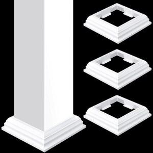Thyle 비닐 포스트 스커트 10.2 x 10.2cm(4 4인치) 화이트 커버 슬라이드 온 베이스 트림 슬리브 방수 현관 랩 데크, 울타리, 우편함, 파티오, 현관용