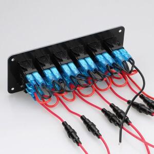 6구 LED 로커 스위치 패널 12V 24V 자동차/선박/RV 컨트롤 보드 (10A 퓨즈 포함  블루 백라이트) 트럭  보