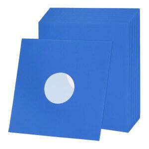 메카닉시티 12인치 X12인치 비닐 레코드 내부 종이 슬리브 LP 앨범 보관 보호 커버용 폴리 안감이 있는 110GSM 안티 정전기 크래프트 재킷 센터 홀(네이비 블루)