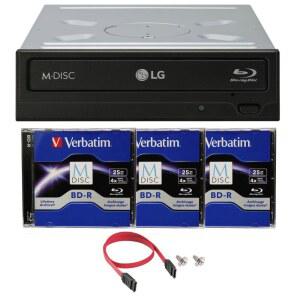 LG WH16NS40 16X 블루레이 BDXL DVD CD 번들, BD 나사 케이블 장착 25GB 드라이브 3팩 내부 무료 버너 포함 SATA M-DISC