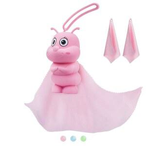 BQOVER 휴대용 극세사 청소용 천 가방 참 실리콘 열쇠고리 안경 휴대폰 태블릿 렌즈 화면에 안전 | 대형 사이즈 8X8인치 리필 2개 포함 (핑크)