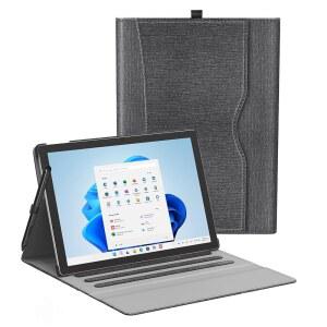SSS-GRGB 케이스 핏 13인치 MICROSOFT SURFACE PRO 11/10/9/8 스타일러스 홀더 및 포켓이 있는 멀티 앵글 뷰 포트폴리오 비즈니스 커버 타입 키보드 도크와 호환 그레이