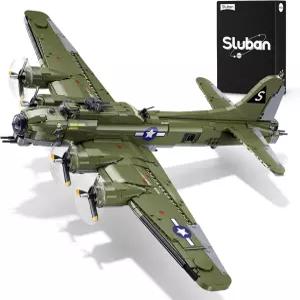 슬루반 B-17 플라잉 포트리스 폭격기 비행기 빌딩 블록 세트 디스플레이 스탠드가 있는 1270PCS 2차