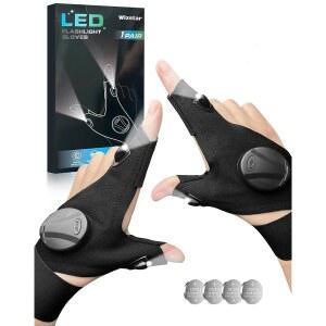 LED 손전등 장갑, 아버지의 날 아버지 생신 선물 남자친구 남편, 부활절 바구니 스터퍼 방수 쿨 가젯 핑거 라이트, 캠핑 낚시 수리용 토글 스위치 포함