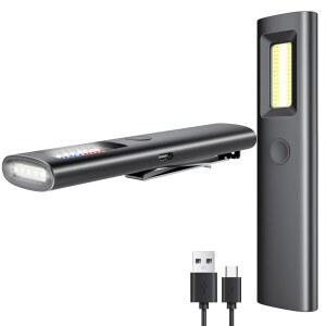 그린 빔, UV 및 화이트 LED 콤보가 장착된 WeteamnoI 핸드헬드 프로 충전식 EDC 플랫 손전등, 자석/가방이 800루멘 휴대용 포켓 라이트(블랙 NO 가방)