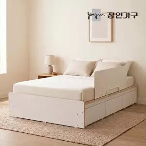 장인가구 엘리베어 리프트업 무헤드 빅수납 침대 프레임 서랍형 SS (높이 400)+안전가드