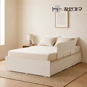 장인가구 엘리베어 리프트업 무헤드 빅수납 침대 프레임 SS (높이 400)+안전가드