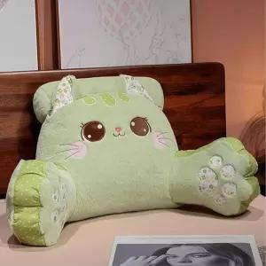 귀여운 키티 휴식 독서 베개 카와이 소프트 요추 쿠션 세탁 가능한 커버로 침대에 앉아 취하고 TV를